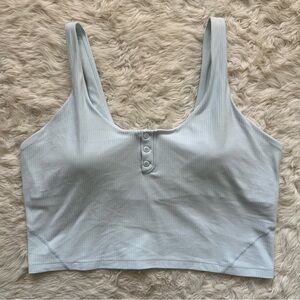 Lululemon Align Ribbed Henley Tank Top Cropped Athletic W1EQCS Light Blue Sz 14